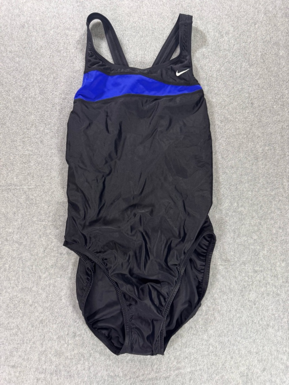 Nike One Piece Swimsuit Womens 12 Black Blue Racerback Athletic NWT